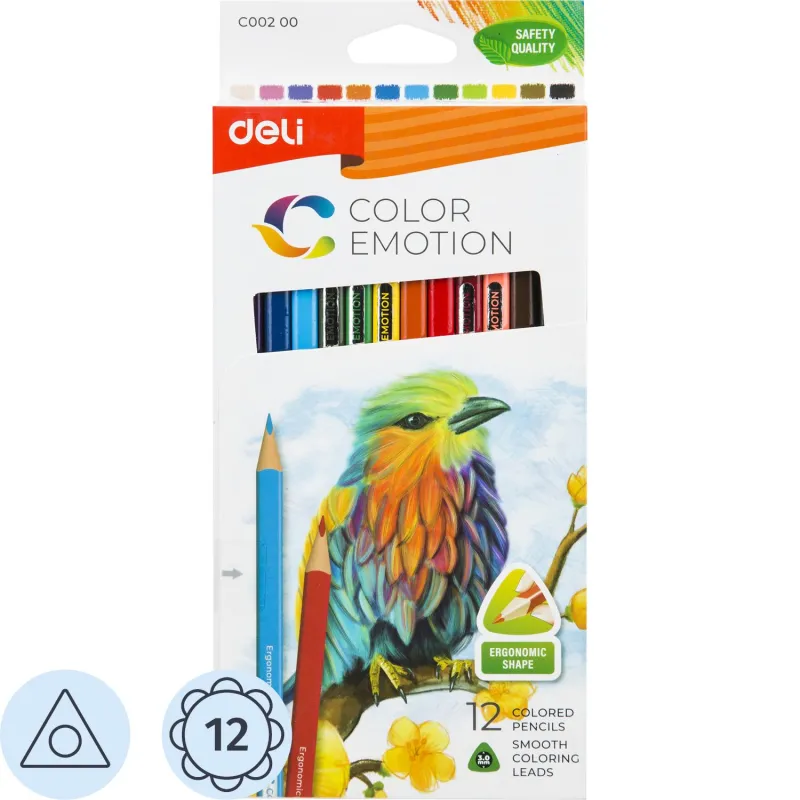 Карандаши цветные Deli Color Emotion EC00200 3-гран. липа 12цв/наб 1791510