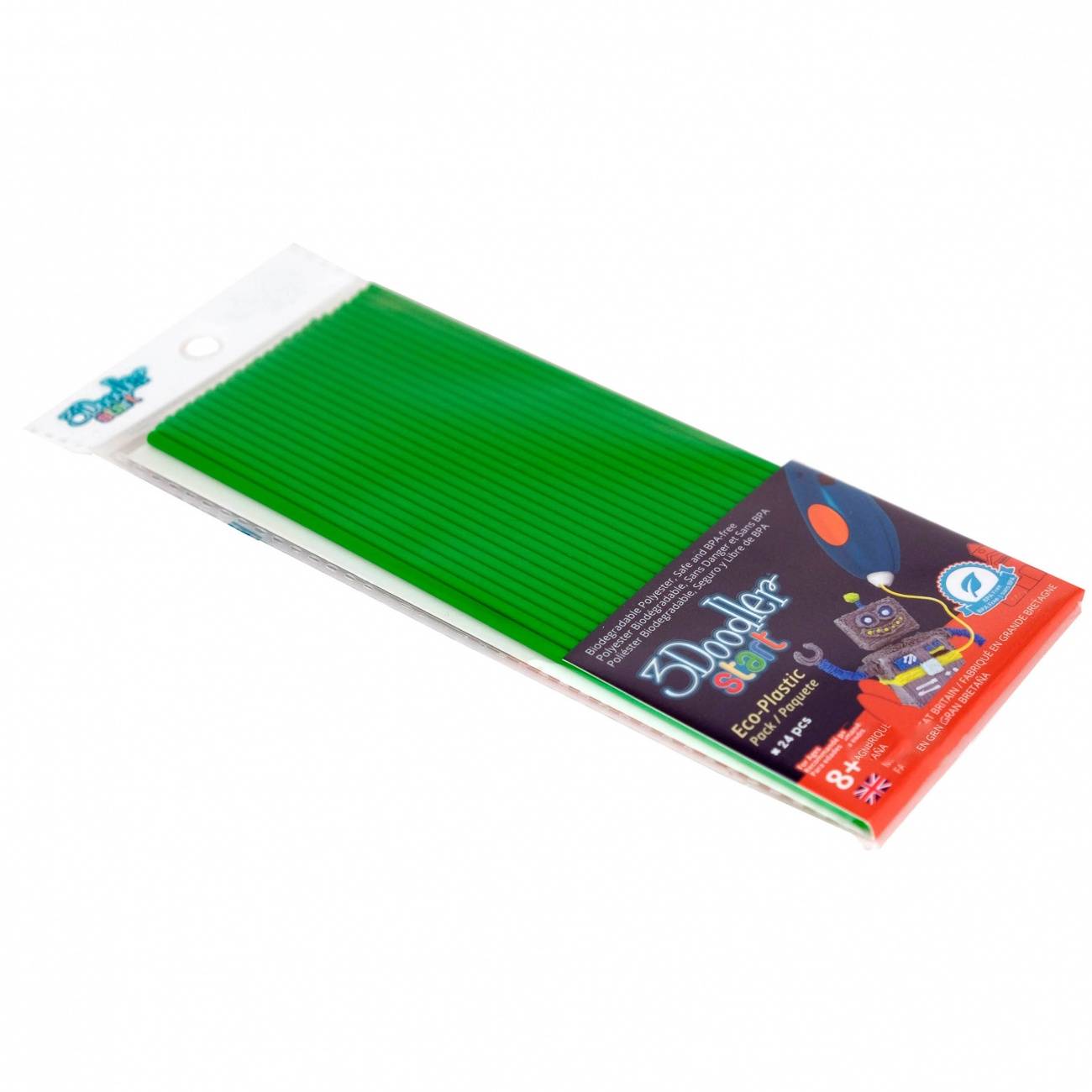 Эко-пластик к 3Д ручке 3DOODLER START, цвет зеленый, 24 шт Wobble Works 3DS-ECO07-GREEN-24