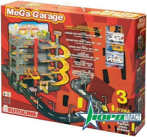 Многоуровневый игрушечный паркинг "Mega Garage" с дорогой, 49х54х50 см Нордпласт Н-431207