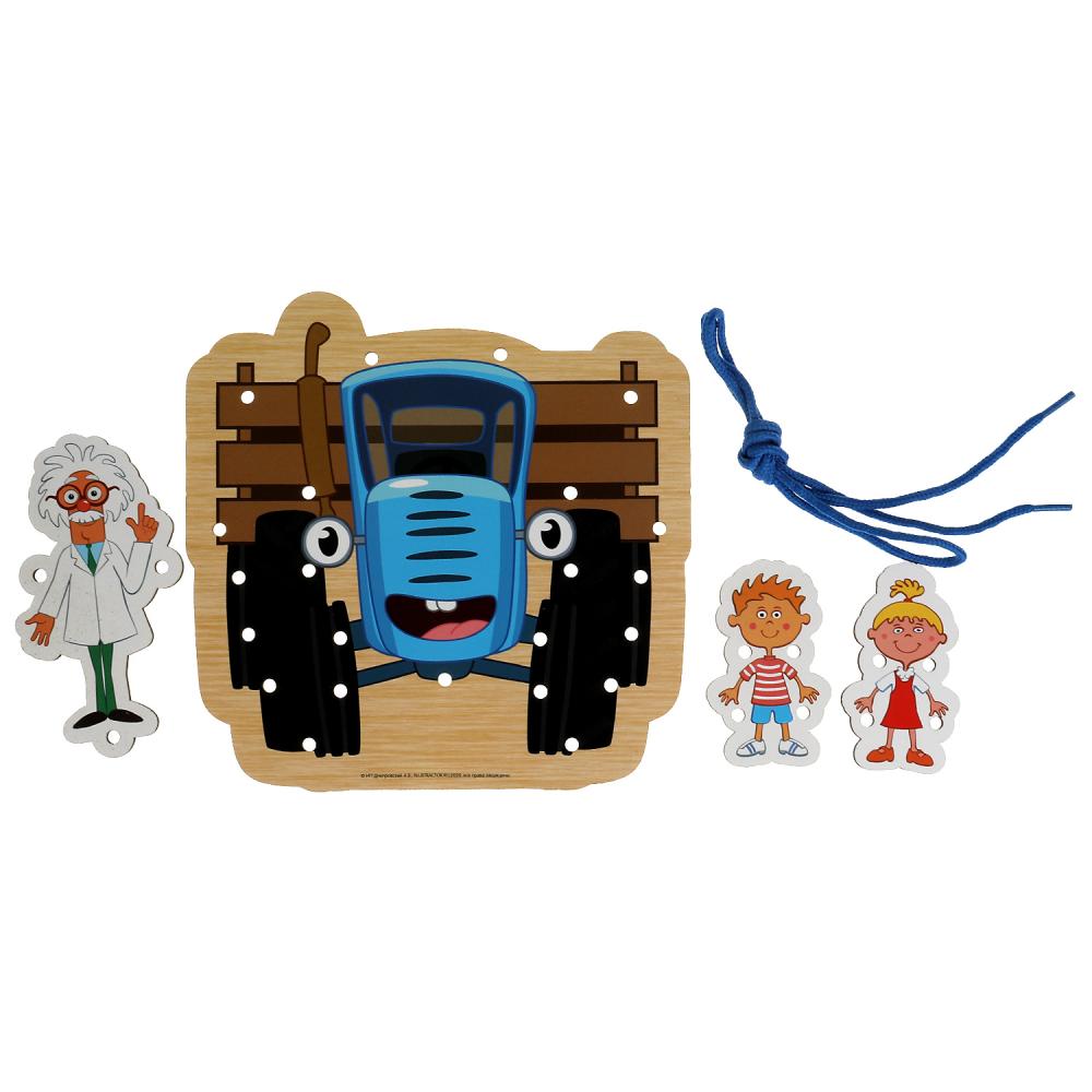 Шнуровка трактор и герои Синий Трактор, 20х18 см. Буратино игрушки из дерева W035-STR