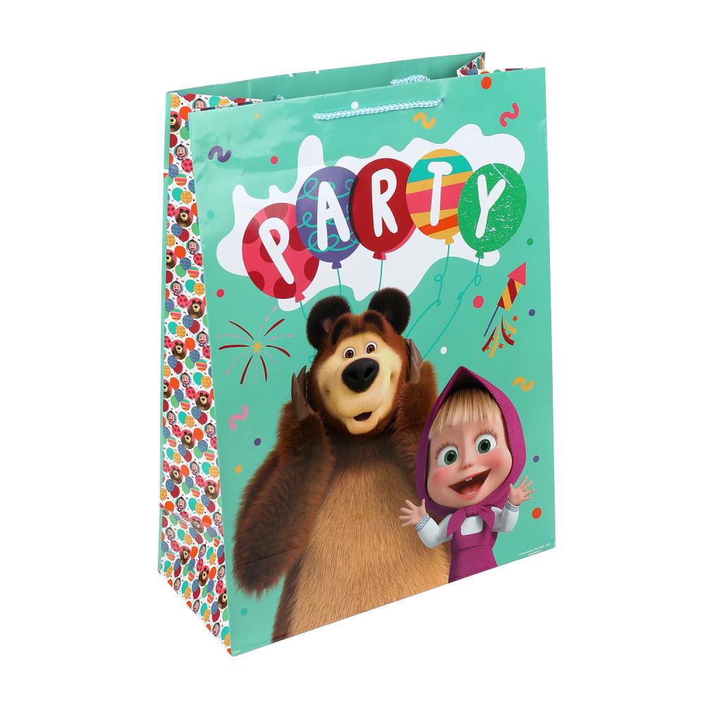 Пакет подарочный глянцевый детский "Маша и Медведь" XL, 140 гр/м Чудо праздник PXL-100039-MM (60)