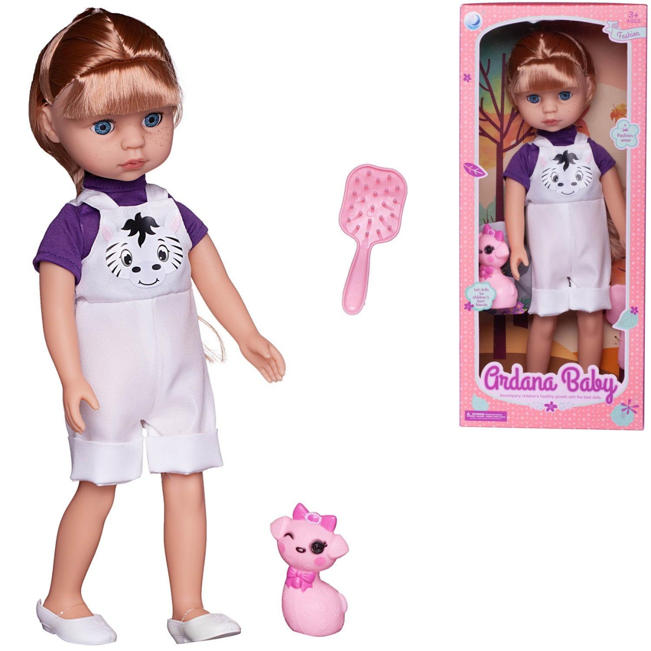 Кукла Junfa Ardana Baby блондинка с розовой кошкой 37,5 см WJ-19265/блондинка