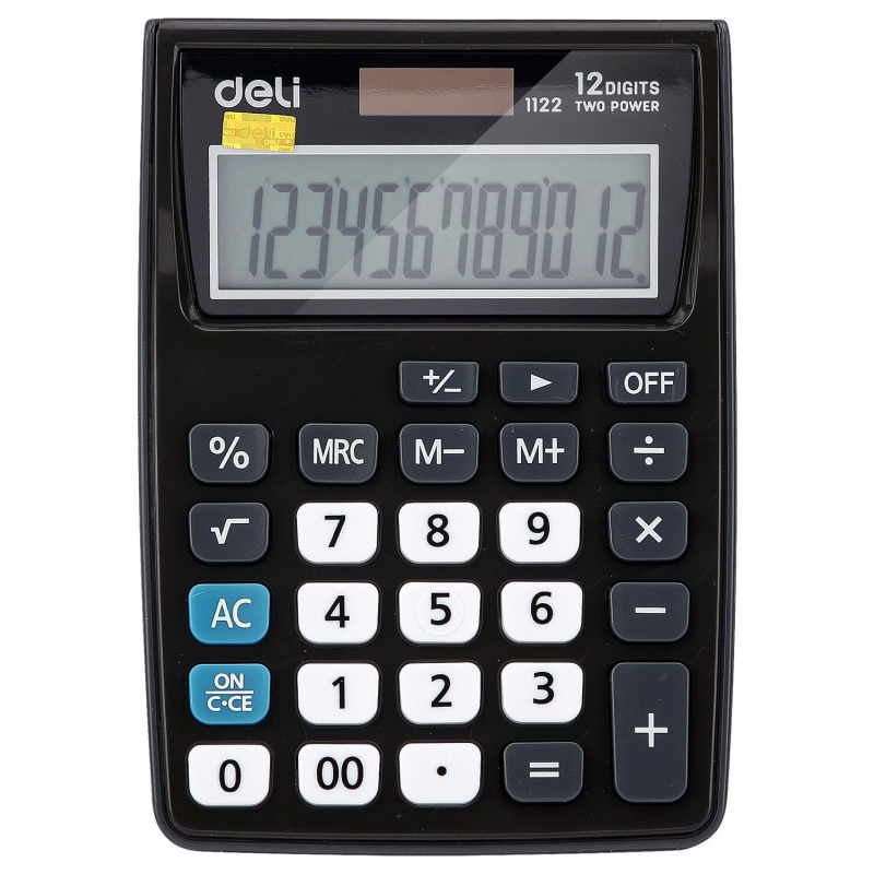 Калькулятор карманный Deli E1122, 12раз, LCD-дисплей, дв.питание,серый 1407144 E1122Grey