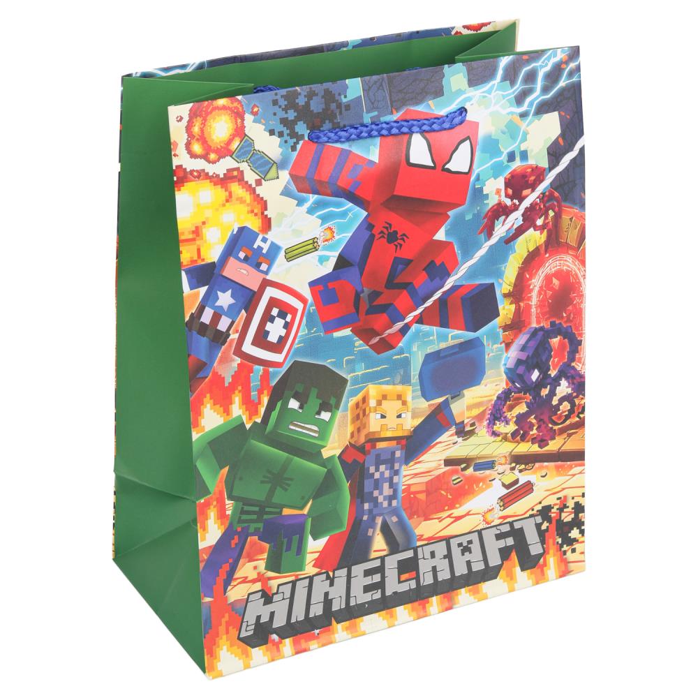 Пакет подарочный матовый М, "Супергерои+"Пиксели", 140 гр/м Чудо праздник PM-132565-MR