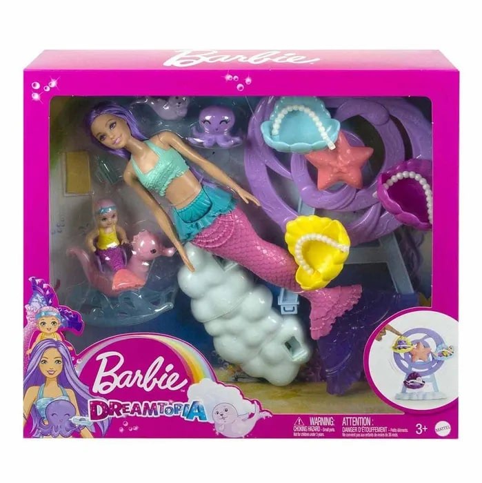 Игровой набор Mattel Barbie Dreamtopia Mermaid Baby с питомцами HLC30