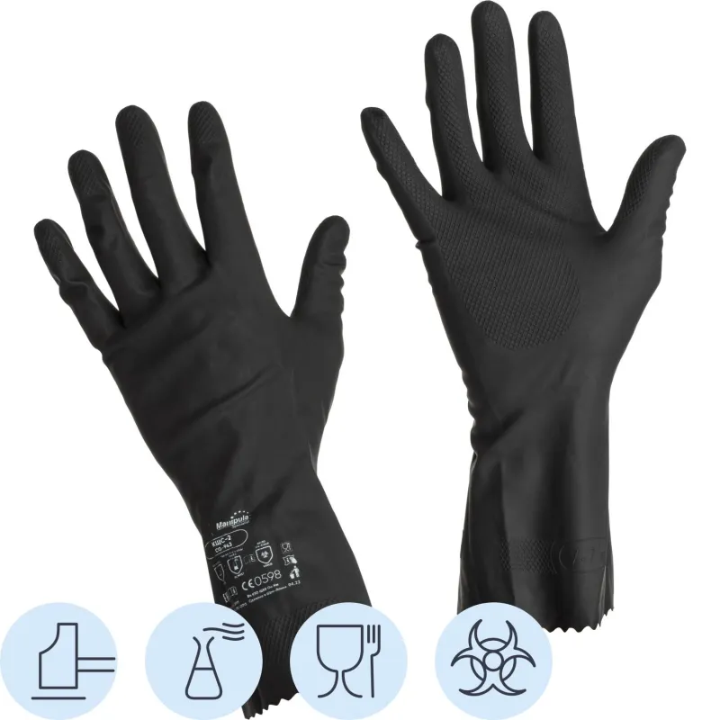 Перчатки латекс. черный Manipula КЩС-2 (L-U-032/CG-943) р.7-7,5,ПС Manipula Specialist 1425096 лат. КЩС тип II