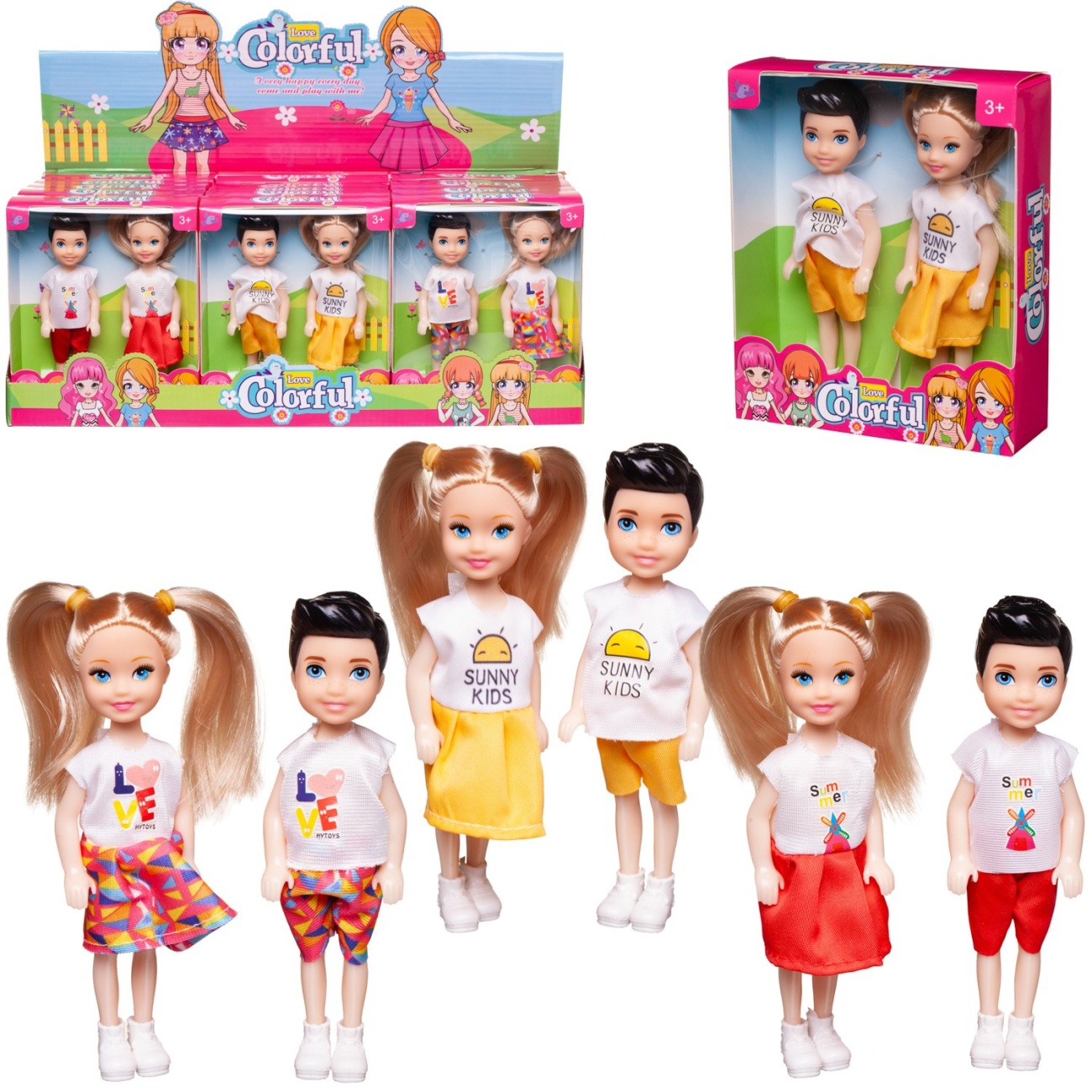 Игровой набор кукол Junfa Мальчик и девочка 13 см 3 вида в асс. WJ-35101