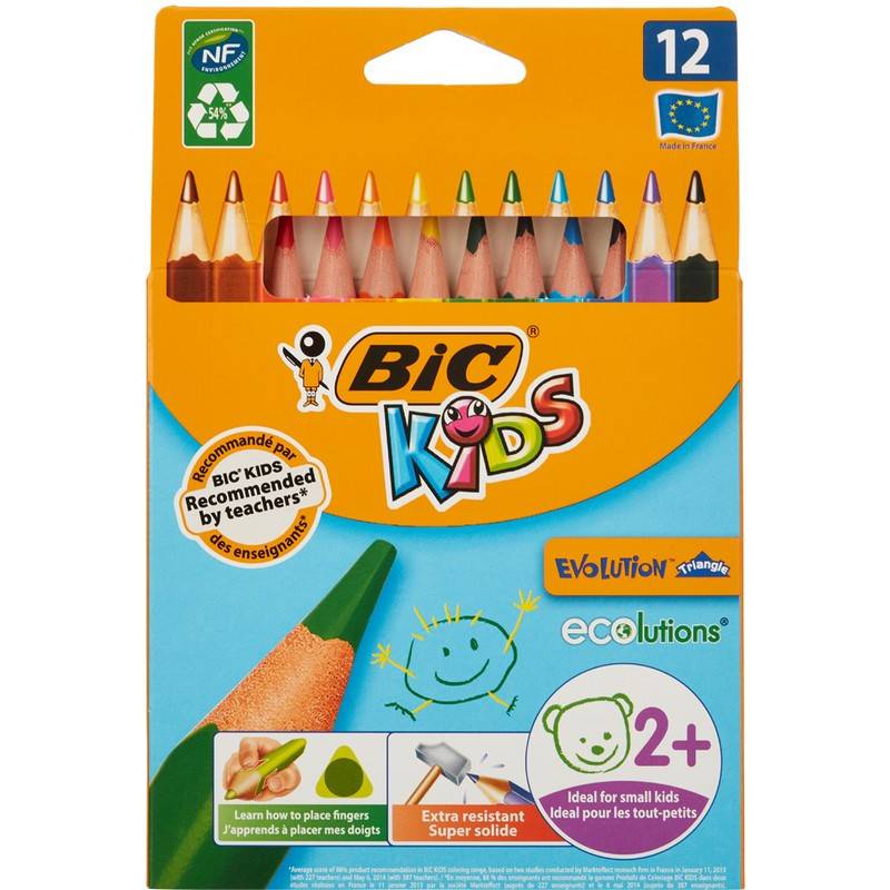 Карандаши цветные Bic Kids Evolution 12 цветов трехгранные 829735 77926