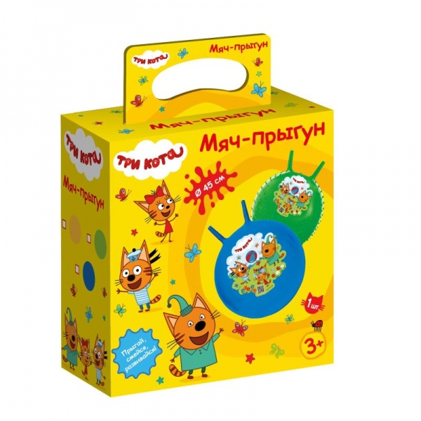 Мяч-прыгун 45 см. "Три Кота" с рожками с наклейкой. Играем Вместе SJ-18(3CATS)
