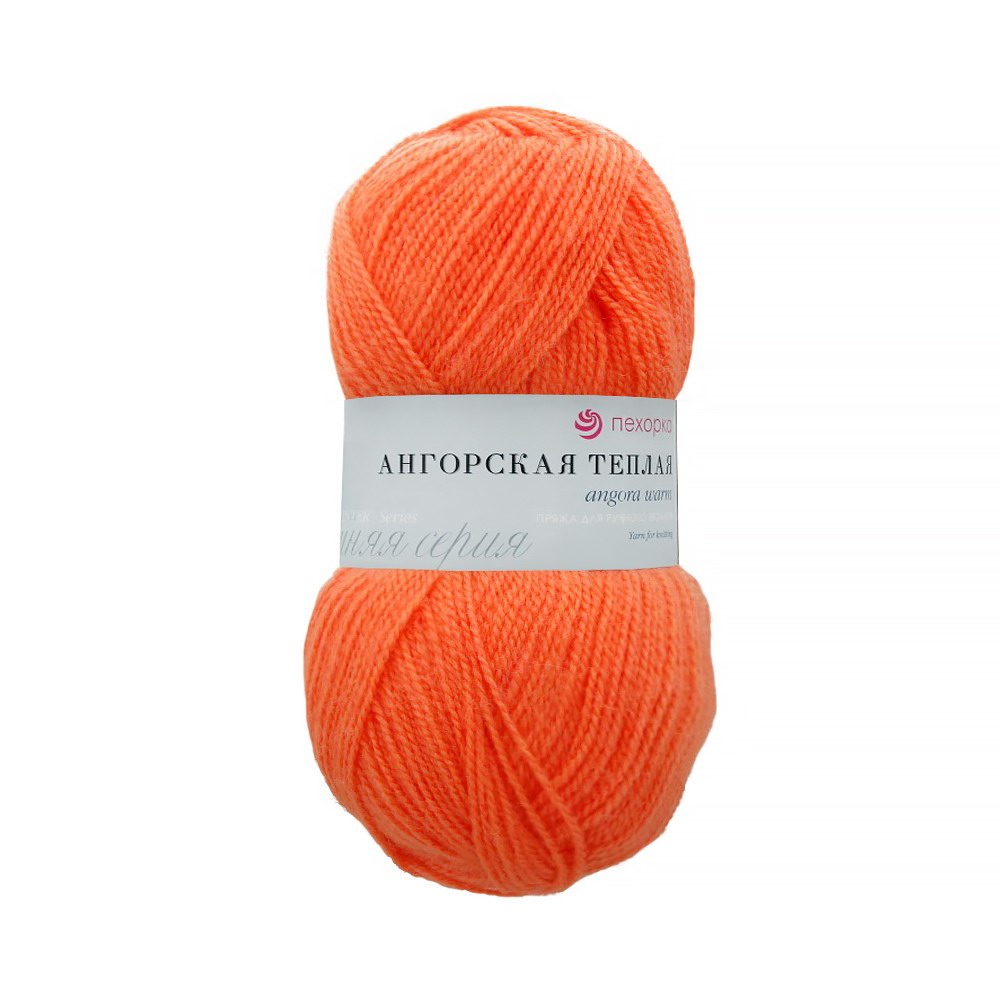 Пряжа ПЕХОРКА Ангорская тёплая 480м/100г цвет 396-Настурция 2125623960