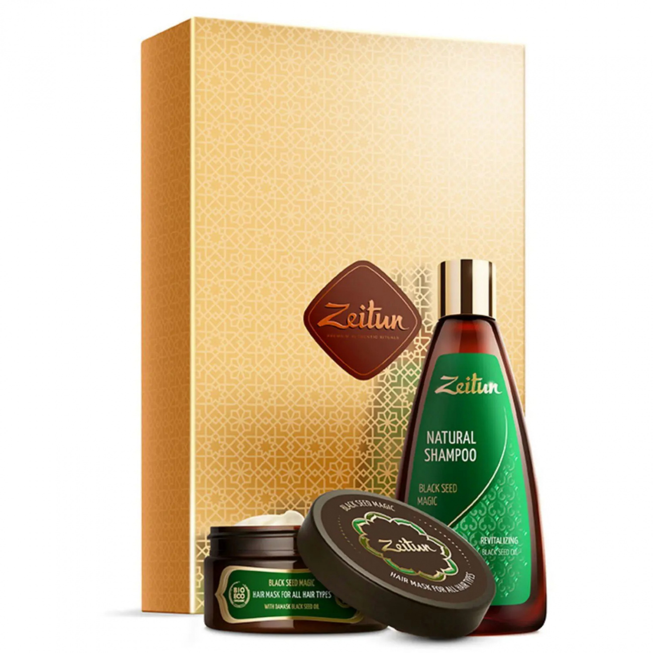ZEITUN Подарочный набор для волос Магия Черного тмина: Шампунь 200мл + Маска для волос 200мл 4607137531504