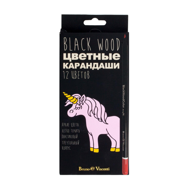 Карандаши цветные ПЛАСТИКОВЫЕ BlackWoodColor , 12цв, 30-0097 Bruno Visconti 1559064