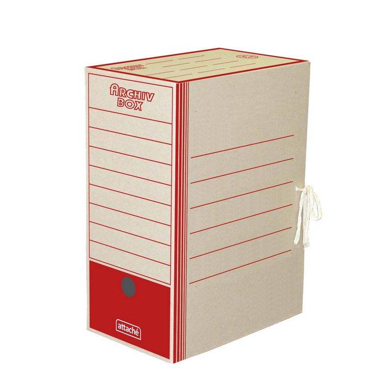 Короб архивный на 2-х завязках Attache 150 мм картон до 1500 листов красный 874880