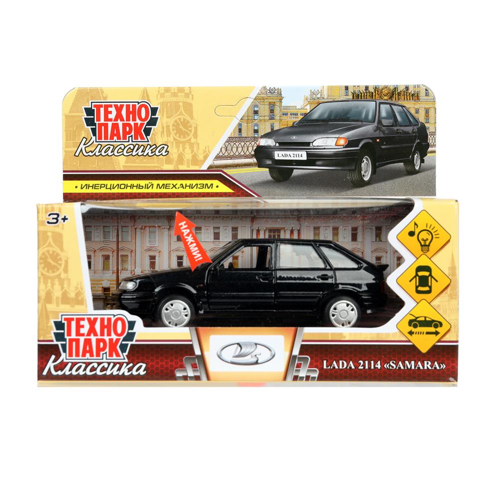 Машина металлическая, свет-звук, Лада 2114 "Самара" 12 см. черный Технопарк 2114-12SL-BK