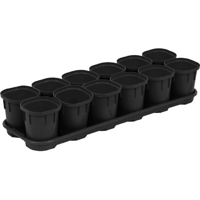 Набор горшков д/выр.рассад.InGreen Smart Solution с поддон.12х200мл оникс 1728555 ING6034ЧР