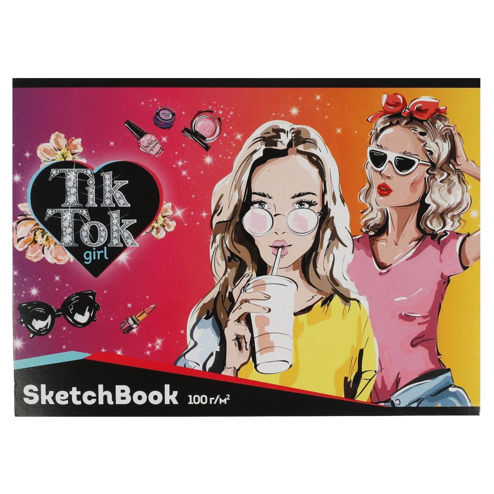 Скетчбук а5, отрывная склейка, 40 листов диз. 4 Tik Tok Girl SBS5-40-80943-TT
