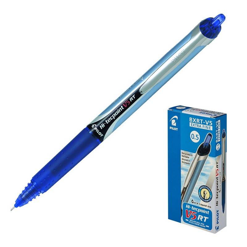 Роллер PILOT BXRT-V5 авт. рез.манжет жидкие чернила 0.25мм синий 110734 BXRT-V5-L