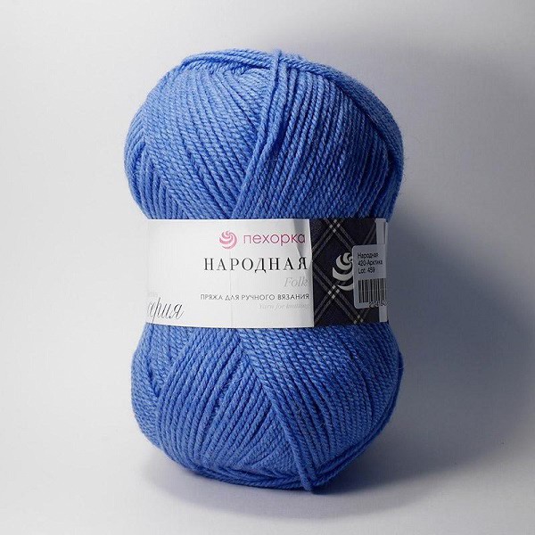 Пряжа ПЕХОРКА Народная 220м/100г цвет 420-Арктика 2124184200