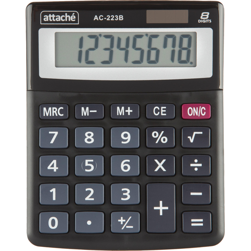Калькулятор настольный Attache, AС-223B,8р,двойное питание, черн 1779768