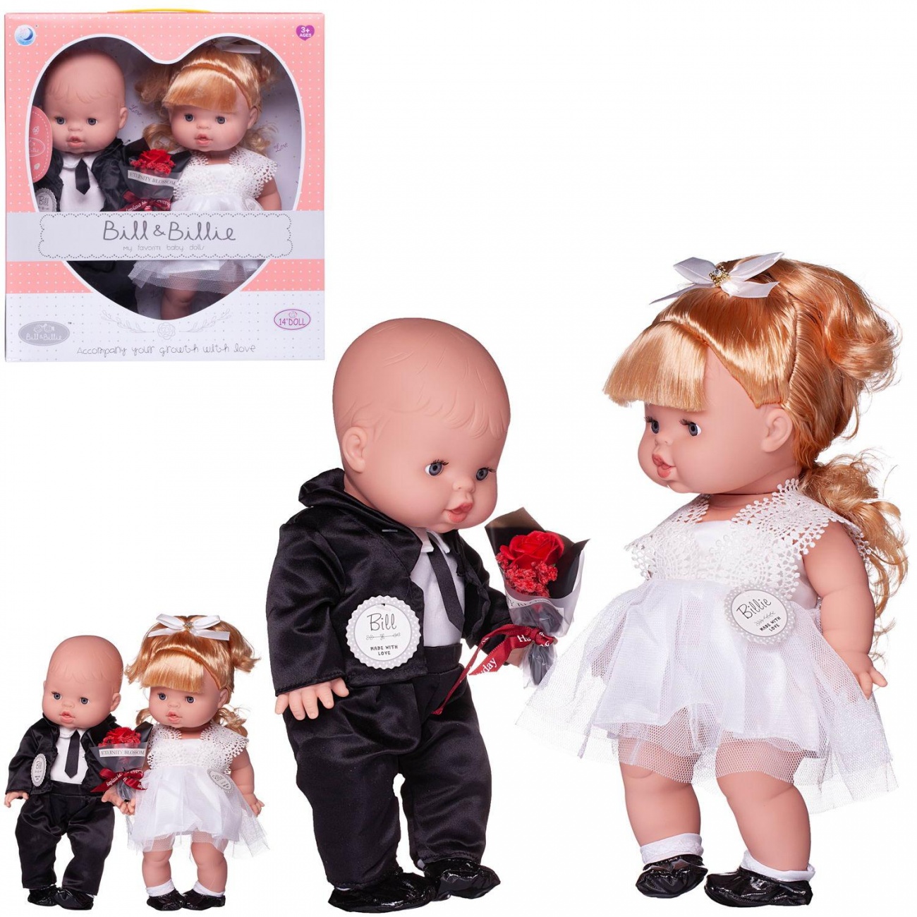 Пупс-кукла Junfa Baby Ardana 2шт Жених в черном костюме и невеста в белом платье 32см WJ-21832