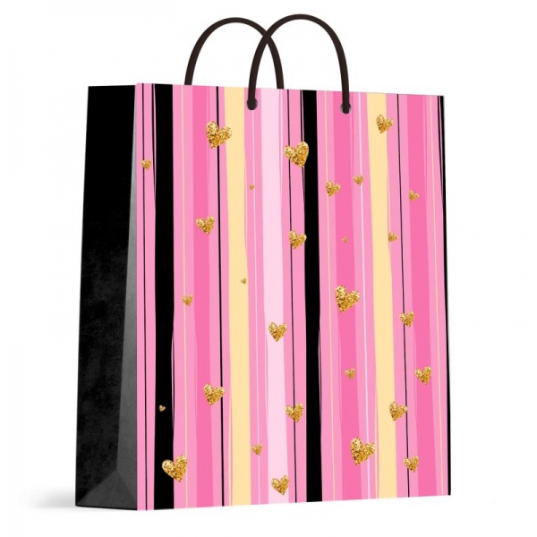 Пакет подарочный глянцевый, размер L, полоски Чудо праздник PL-124711-ST