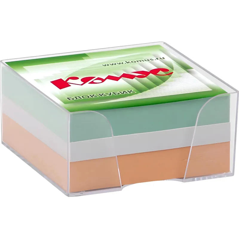 Блок для записей в подставке КОМУС в стакане 9х9х5 цветной блок 80-100 г 154932