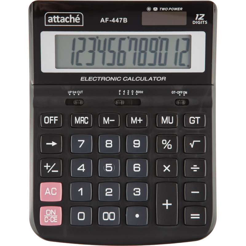 Калькулятор настольный полноразмерный Attache AF-447B,12р,дв.пит,черн 1779742