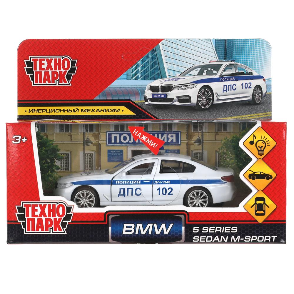 Машина металлическая свет-звук Bmw 5-Er M-Sport Полиция, 12 см. Технопарк 5ER-12SLPOL-WH