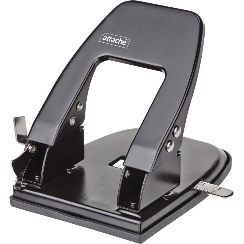 Дырокол Attache до 30 листов черный с линейкой 618136