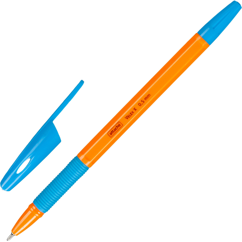 Ручка шариковая неавтомат. Attache Velex X 0,5мм синяя,манж,ор.корп 1726243