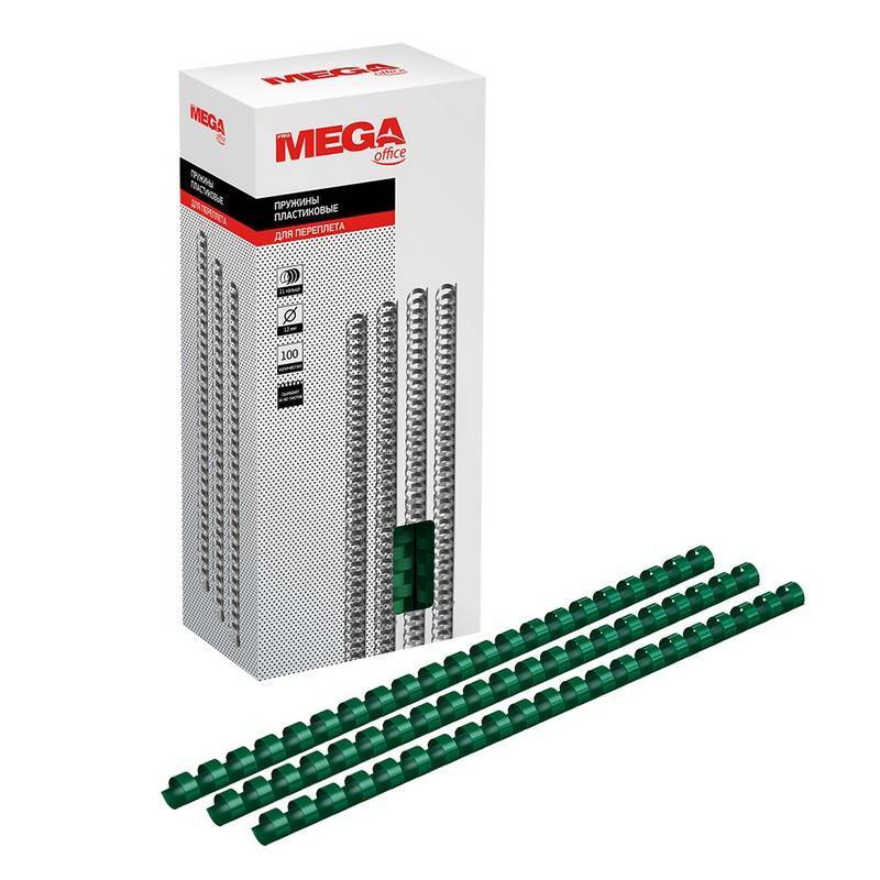 Пружины для переплета пластиковые Promega office 12 мм зеленые (100 штук в уп) 255088