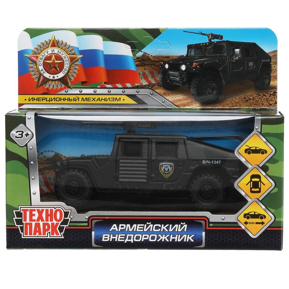 Машина металл армейский внедорожник, 12 см черный Технопарк HAMVE-12-BK