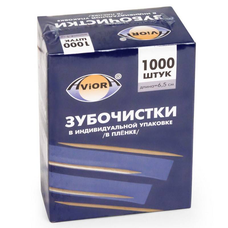 Зубочистки бамбуковые Aviora 1000 штук в полипропиленовых упаковках (401-488) 692794