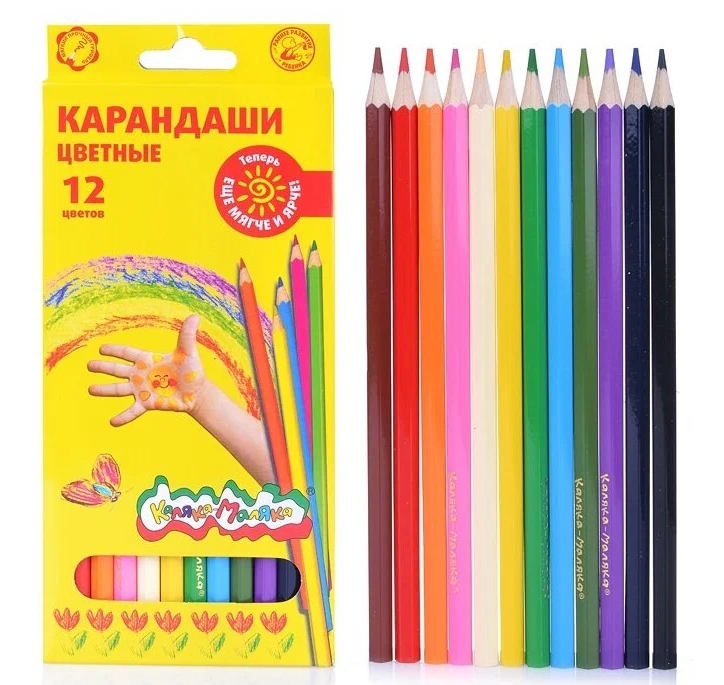 Набор цветных карандашей, 12 цв. шестигранные с заточкой 3+ Каляка-Маляка KKM12