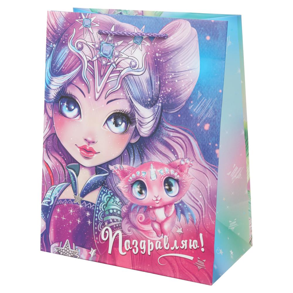 Пакет подарочный матовый М, "Сказочные девочки", 140 гр/м Чудо праздник PM-104843-NB2 (144)