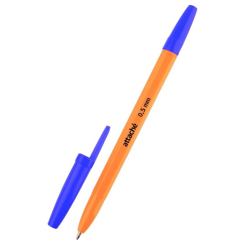 Ручка шариковая Attache Economy синяя (оранжевый корпус, толщина линии 0.5 мм) P001050 1113500