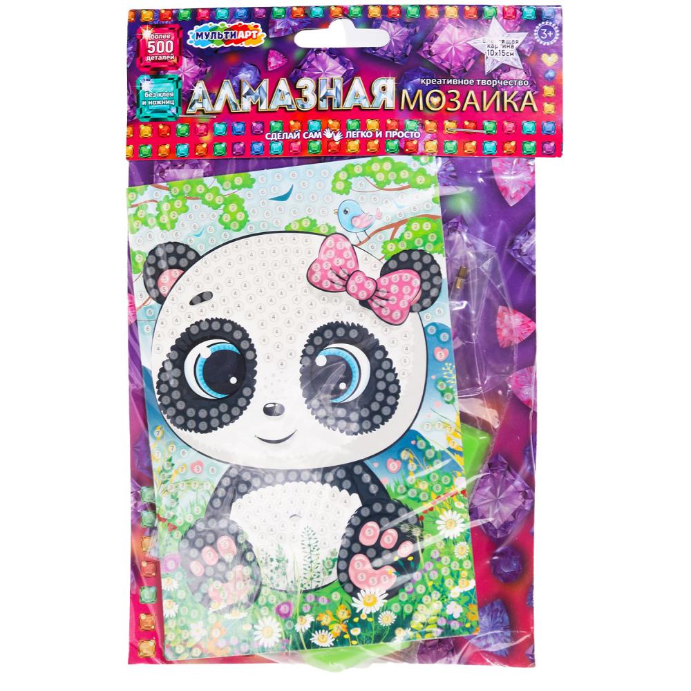Алмазная мозаика 10х15 см. панда MultiArt AM10X15-113778