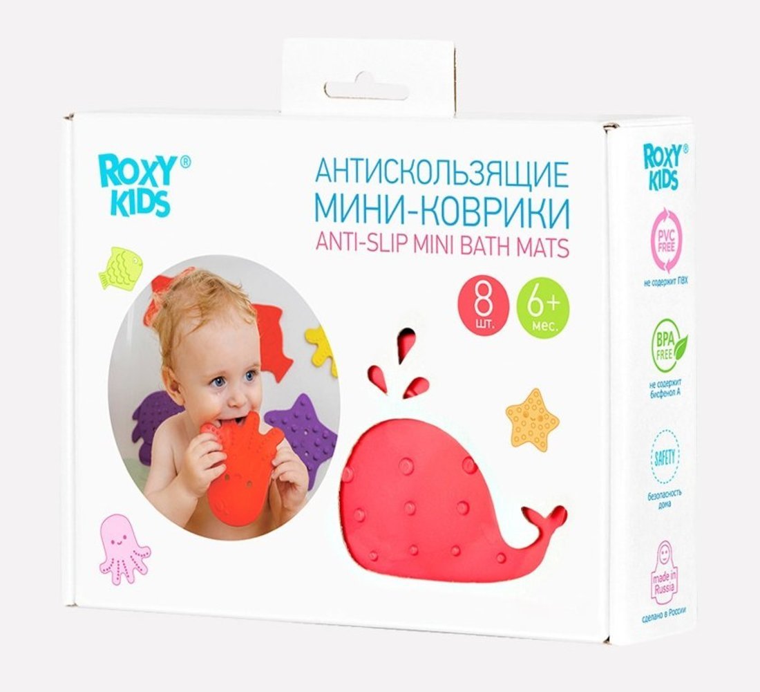 Мини-коврики для ванны, 8 шт (в асс) Roxy-kids RBM-010-8