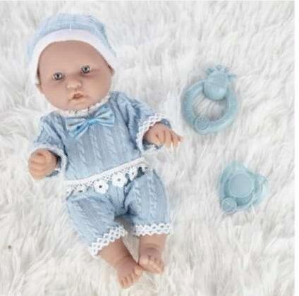 Пупс Pure Baby 25 см. в голубых кофточке, шортиках, шапочке, с аксессуарами JUNFA WJ-B9963