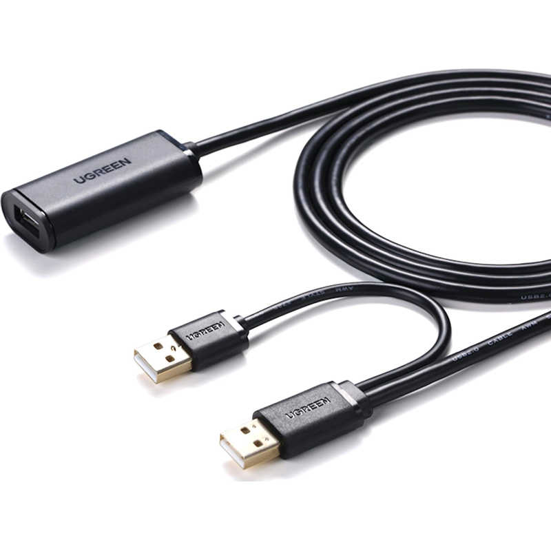 Кабель UGREEN удлинитель US137 USB 2.0 Active, 5м, черный (20213) 1940672