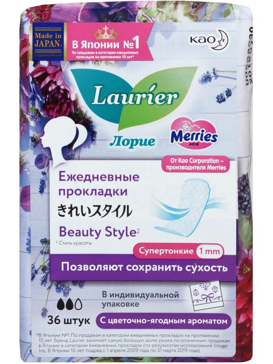 Гигиенические прокладки Merries Laurier Beauty Style на каждый день Blossom с цветочно-ягодным ароматом 36 шт 424579/558637/550366