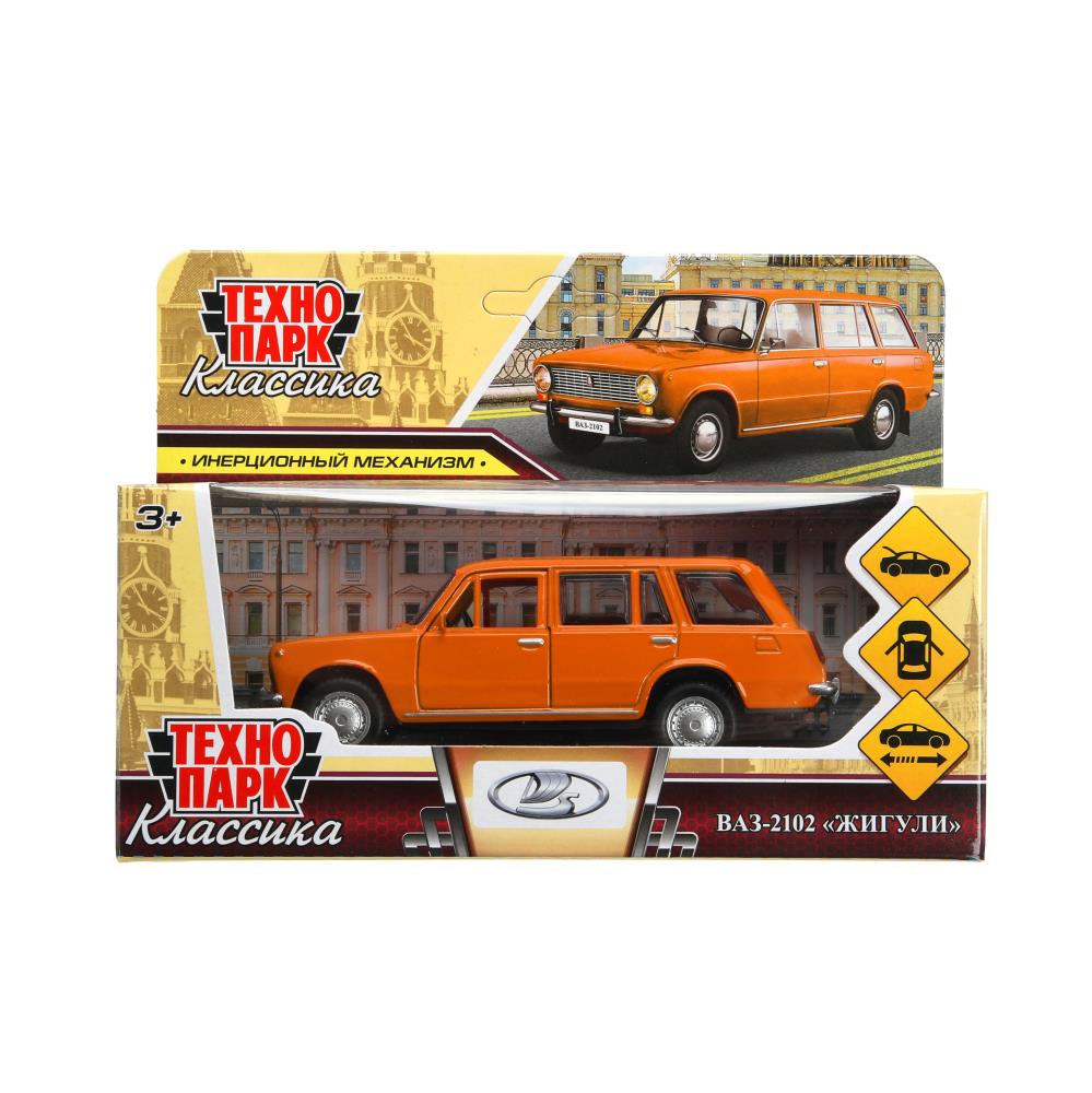 Машина металлическая, Ваз-2102, 12 см. оранжевый, Технопарк 2102-12-OG