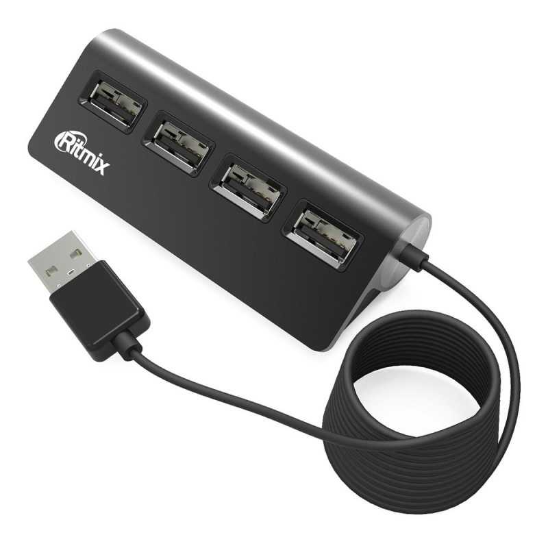 Разветвитель USB Ritmix CR-2400 Black (USB хаб) 4 порта USB (15118095) 1887934