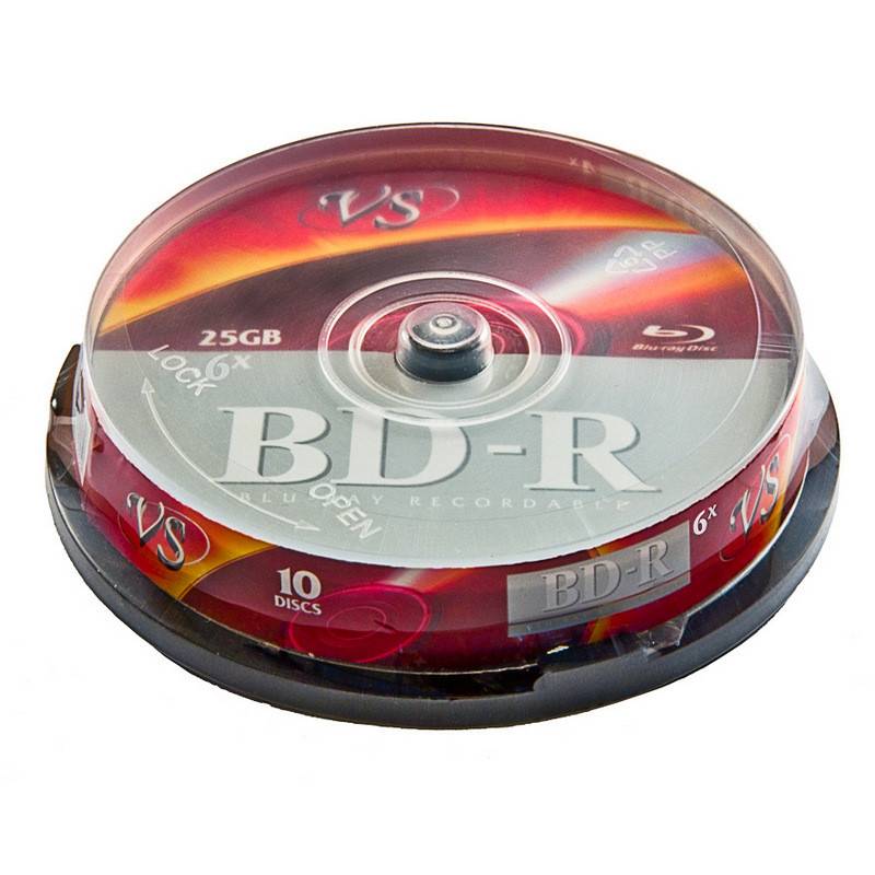 Носители информации Blu-ray BD-R, 6x, VS, Cake/10, VSBDR4CB1002 565882