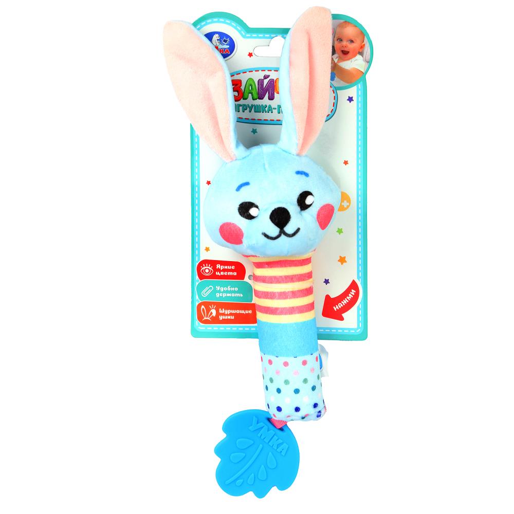 Текстильная игрушка погремушка - пищалка, зайчик УМка UM-BUN-24