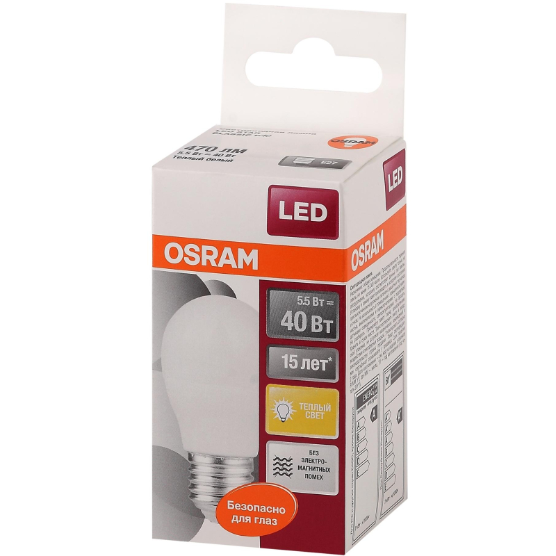 Лампа светодиодная OSRAM LEDSCLP40 5,5W/827 230VFR E27 FS1 1894995 4052899971646