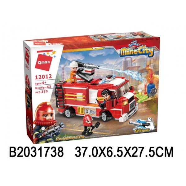 Конструктор Пожарная машина, с фигурками и аксессуарами, 370 дет. Brick (Enlighten) BRICK12012