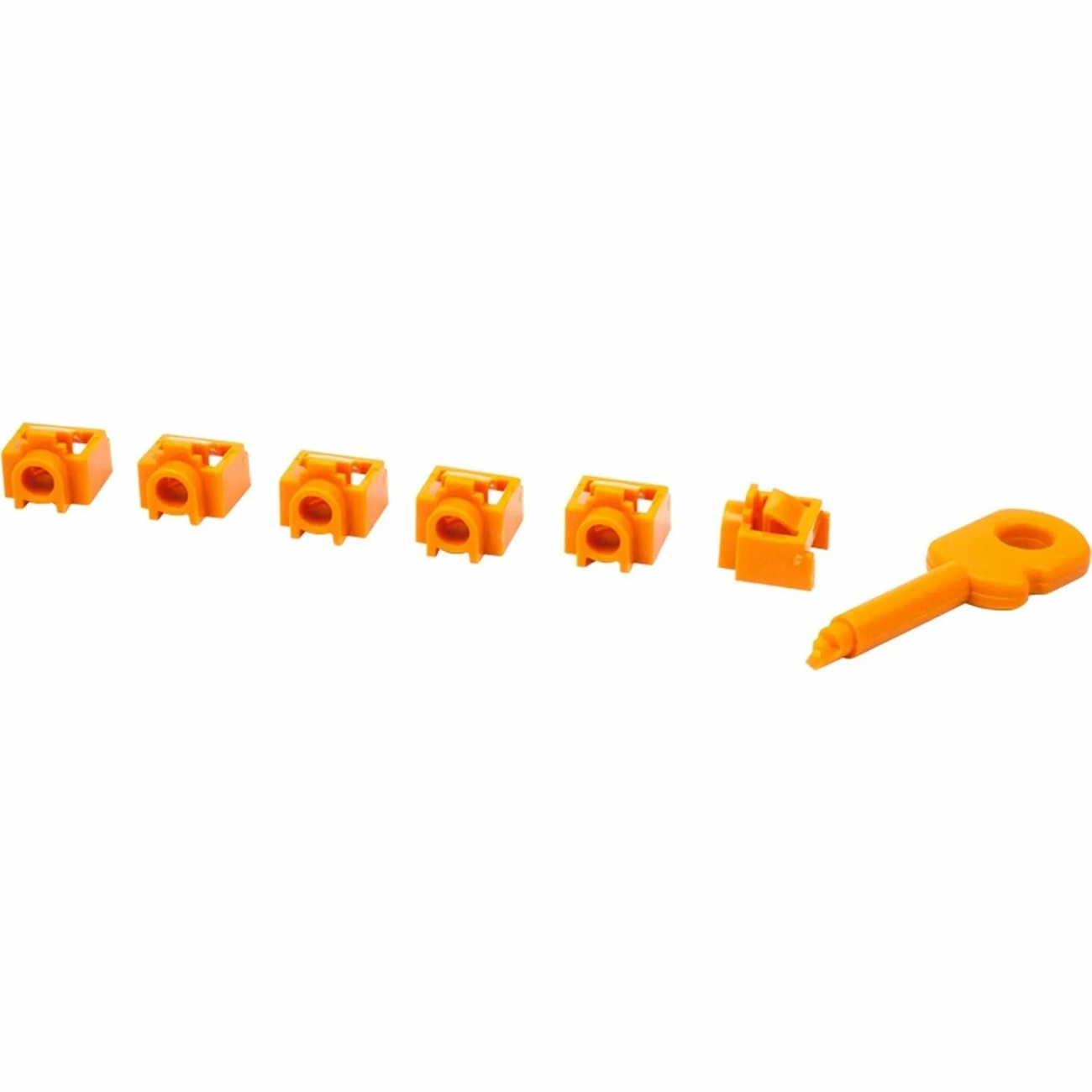 Вставка заглушек портаRJ-45 LANMASTER LAN-SEC45-PL-SET-OR 6шт/уп+ключ,оранж 2414402