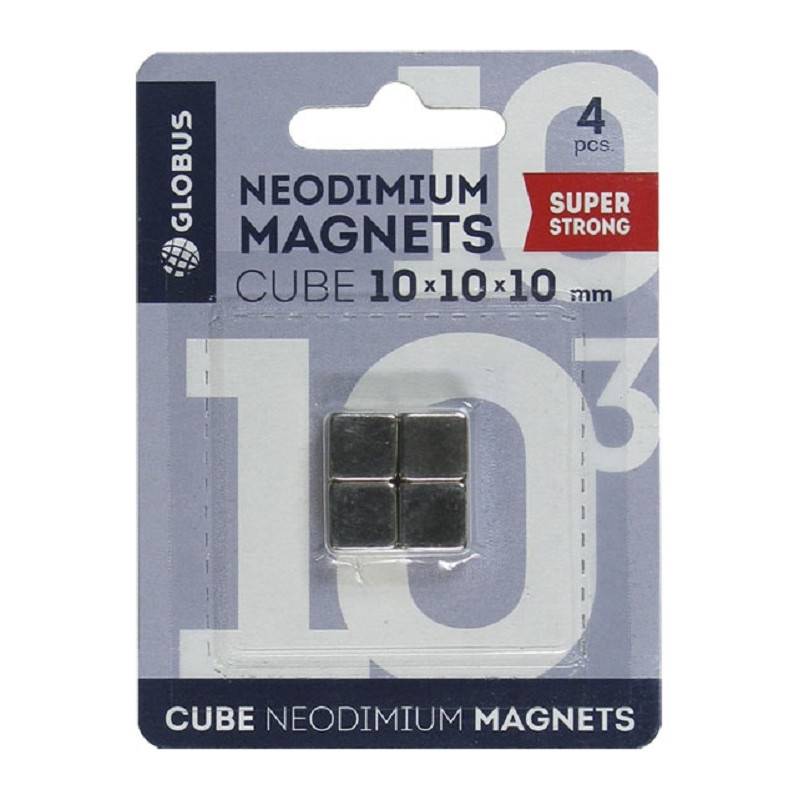 Магниты для досок (10х10х10 мм, 4 шт в уп) для стеклянных досок стальные Глобус МН10 1209193