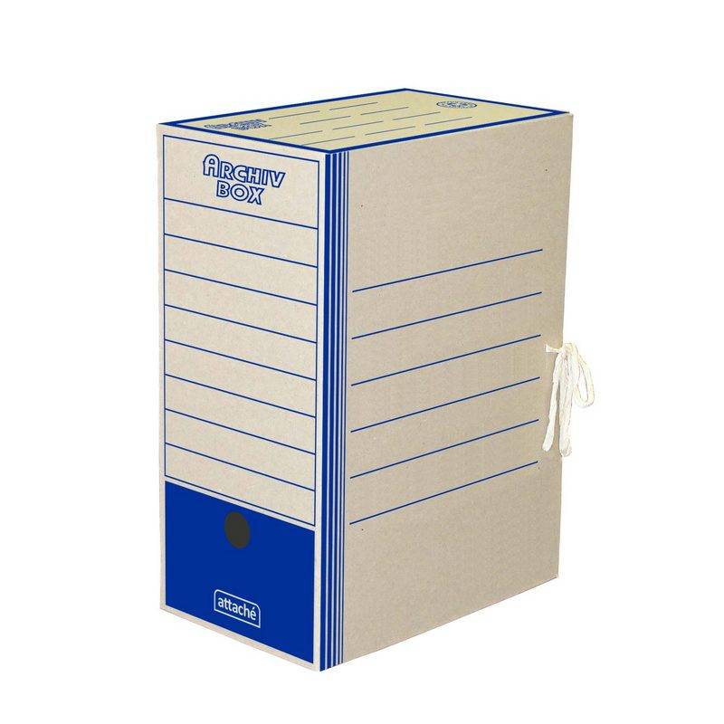 Короб архивный на 2-х завязках Attache 150 мм картон до 1500 листов синий 874879